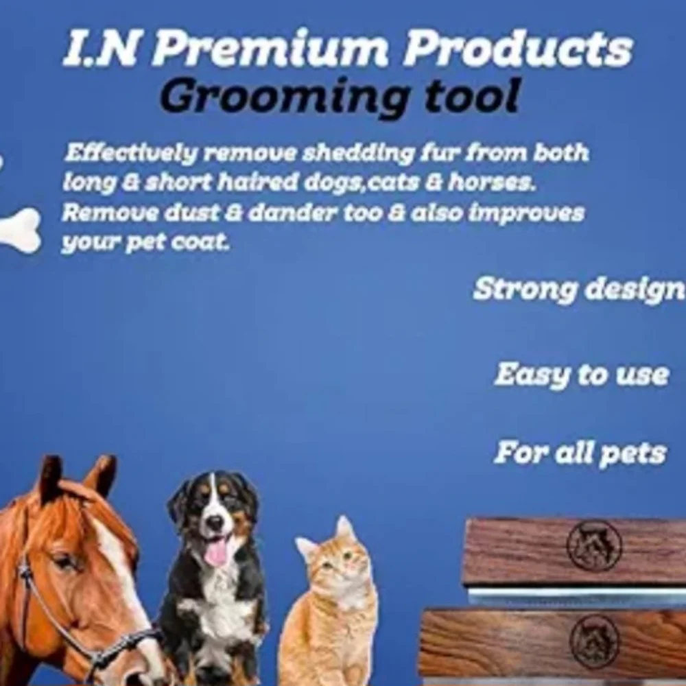 I N Premium Products Wooden Pet Grooming Brush 2 5